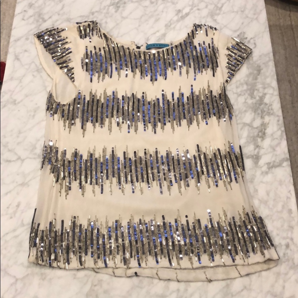 Alice & Olivia Sequin Top